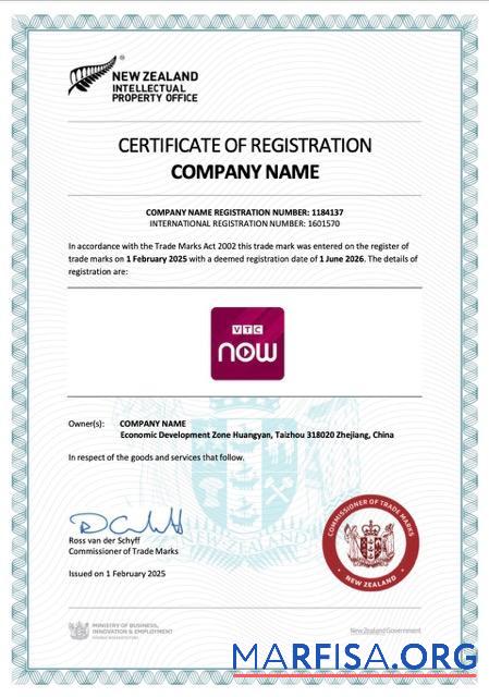 Realistic New Zealand certificate of registration Word and PDF template